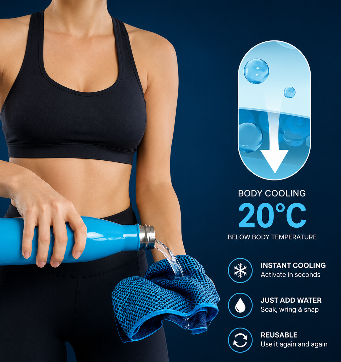 Microfibre Sports Towel 30 x 100cm – Cooling Gym & Fitness Towel