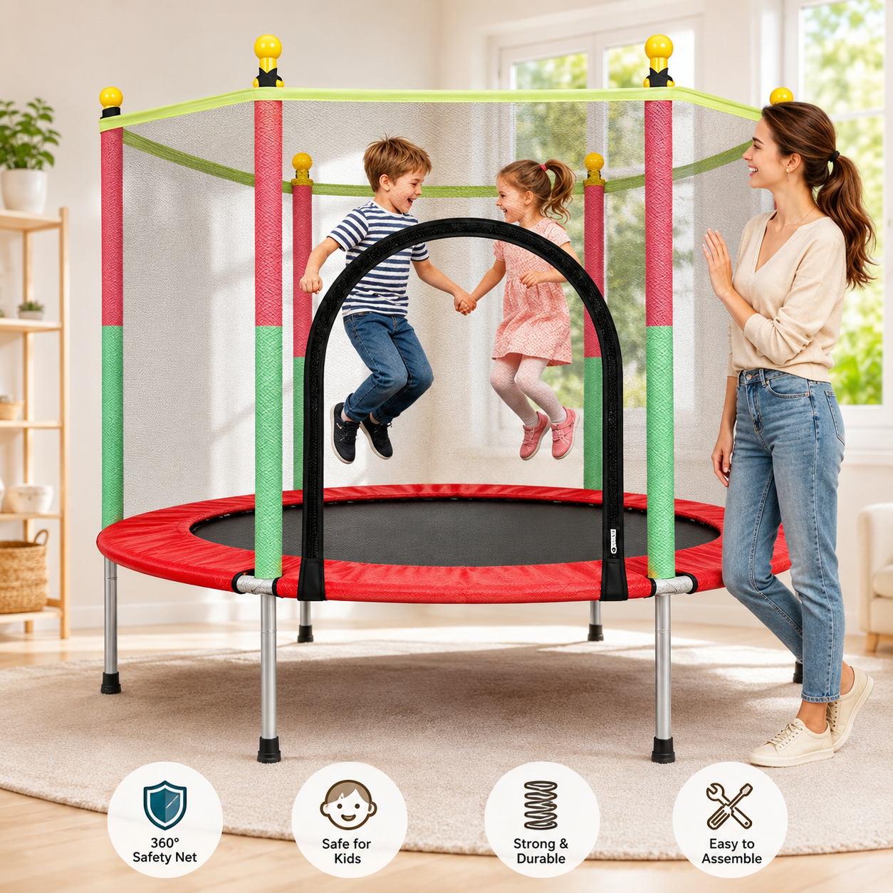 Kids 140cm Trampoline with Safety Net | Indoor & Outdoor Fun