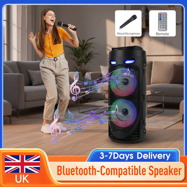 Bluetooth-Compatible Speaker Wireless Speaker Deep Bass Subwoofer Stereo Loudspeaker LED Lights For Outdoor Camping Party New ﻿