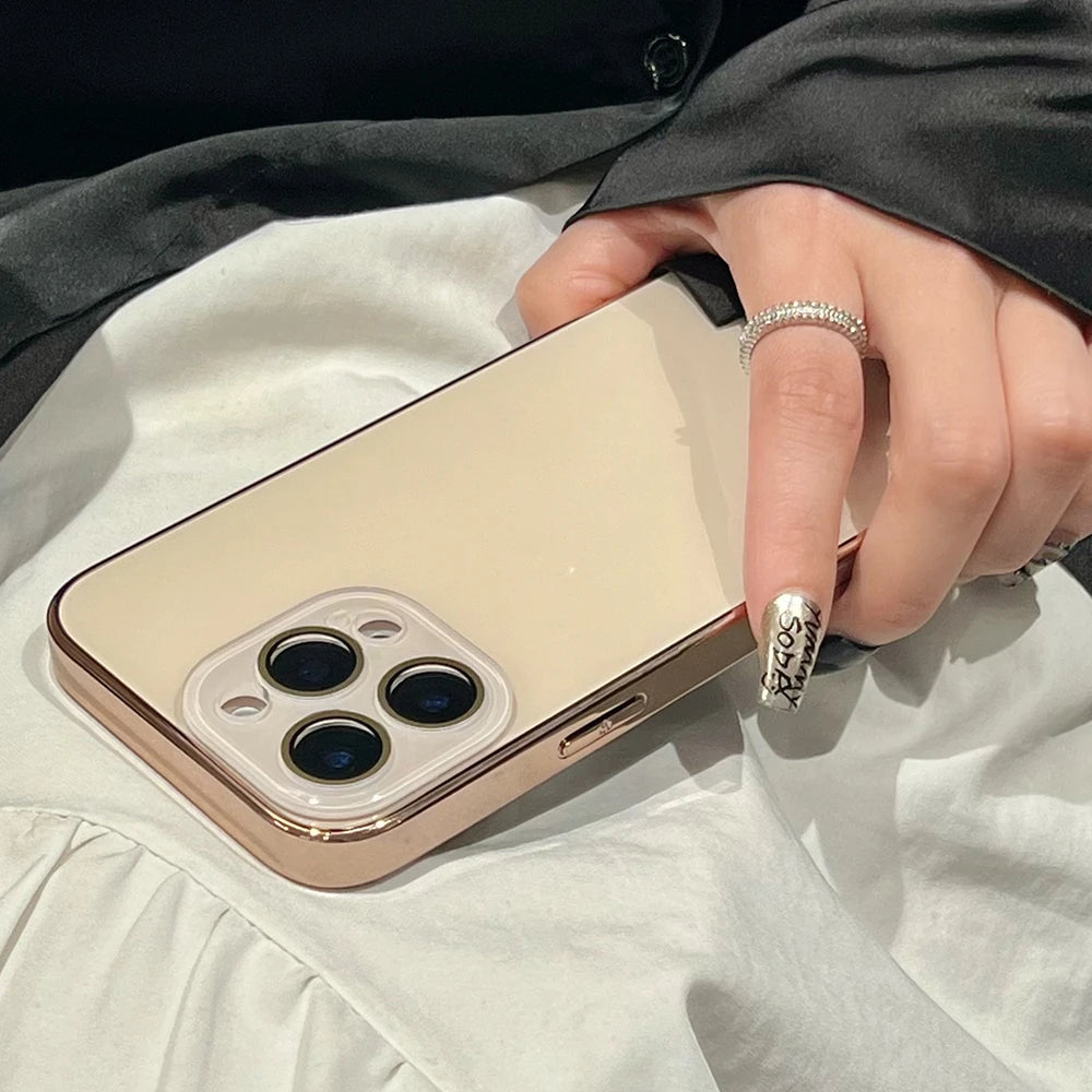 Glossy Glass iPhone Case – Shockproof Camera Protection
