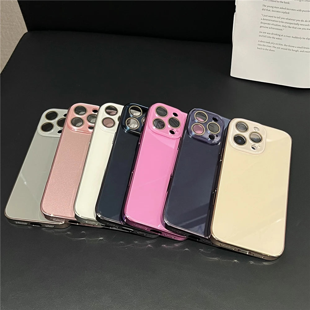 Glossy Glass iPhone Case – Shockproof Camera Protection