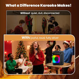 Portable Karaoke Machine with 2 Wireless Microphones & LED Lights