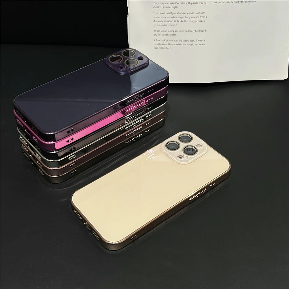 Glossy Glass iPhone Case – Shockproof Camera Protection