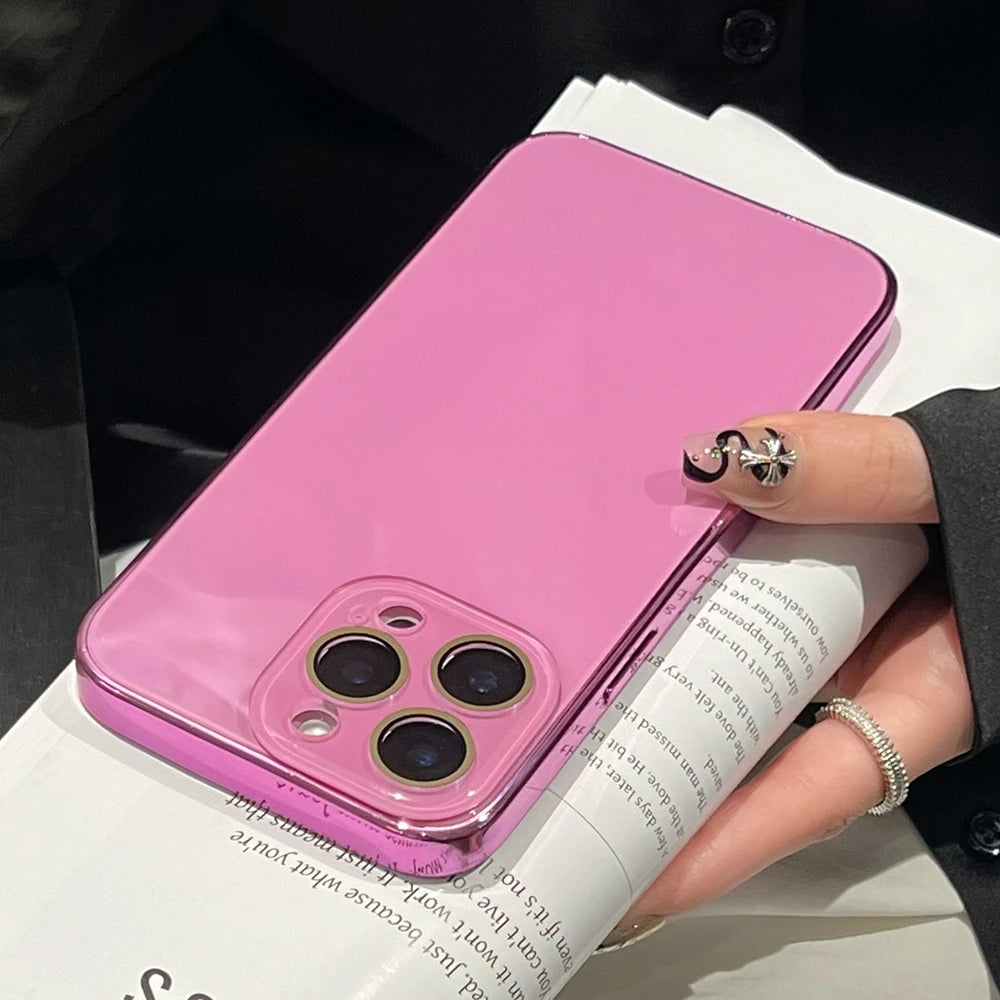 Glossy Glass iPhone Case – Shockproof Camera Protection
