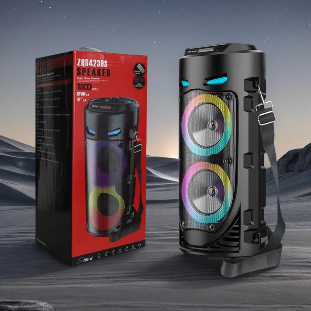 Bluetooth-Compatible Speaker Wireless Speaker Deep Bass Subwoofer Stereo Loudspeaker LED Lights For Outdoor Camping Party New ﻿