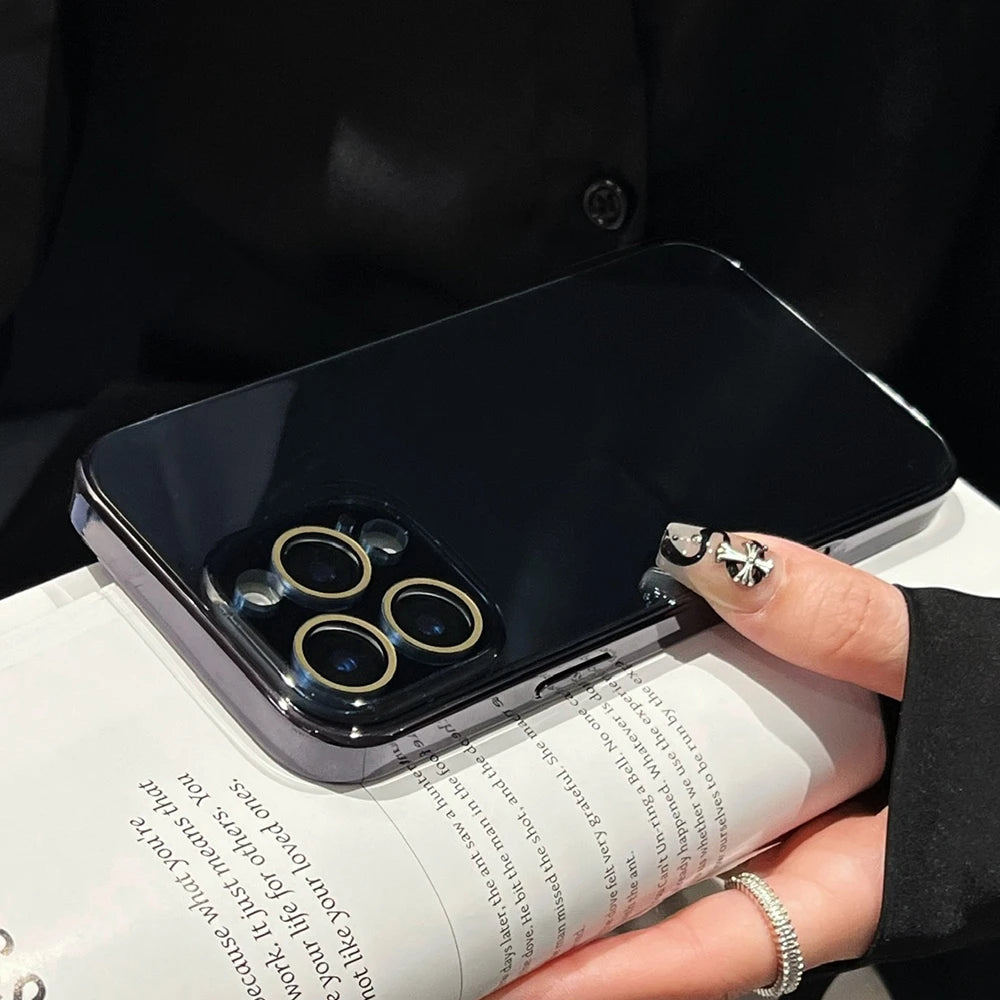 Glossy Glass iPhone Case – Shockproof Camera Protection