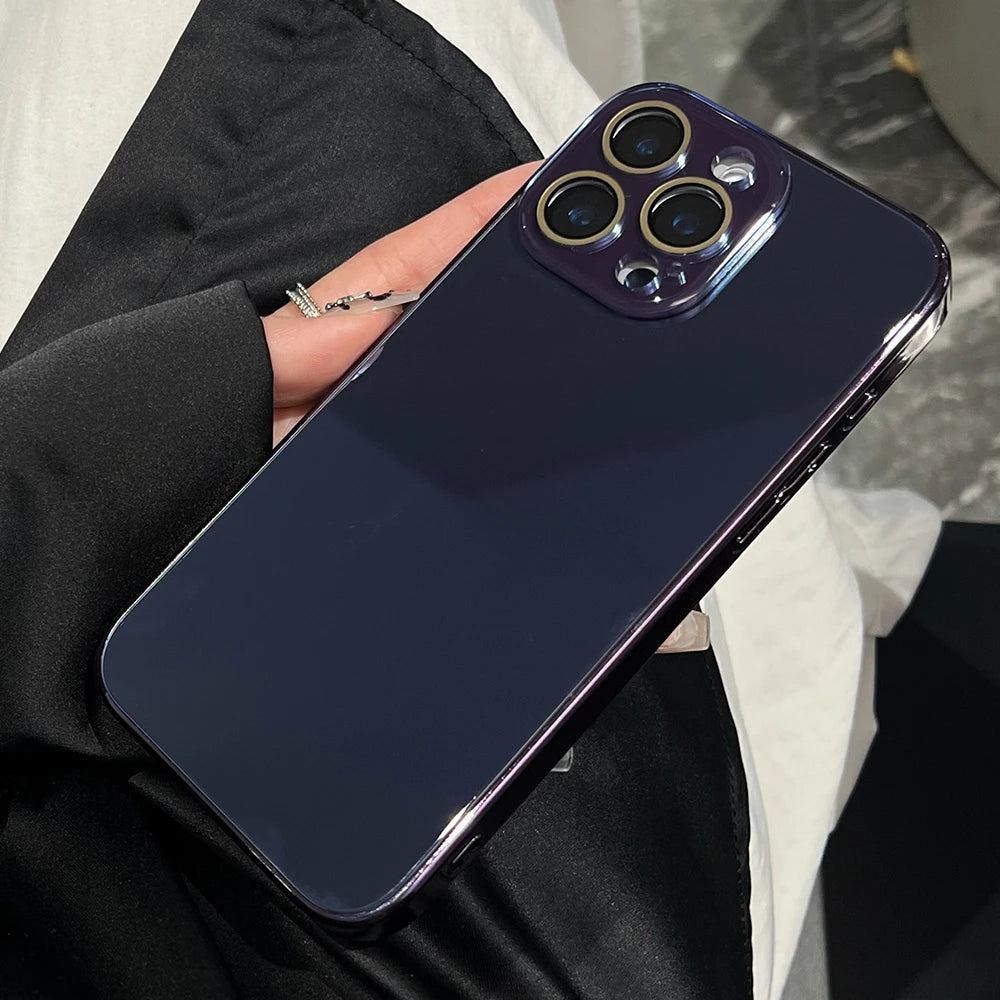 Glossy Glass iPhone Case – Shockproof Camera Protection