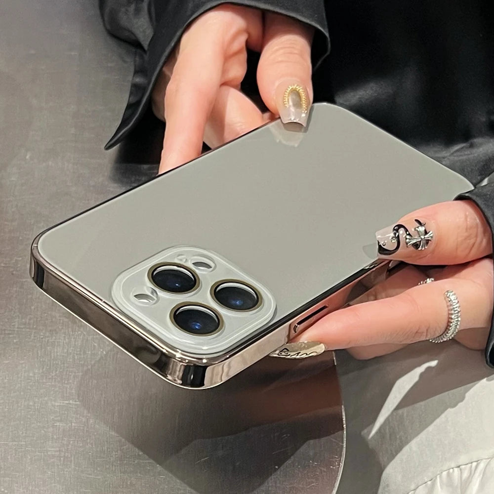 Glossy Glass iPhone Case – Shockproof Camera Protection