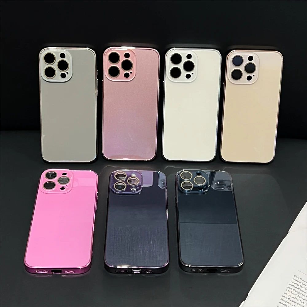 Glossy Glass iPhone Case – Shockproof Camera Protection