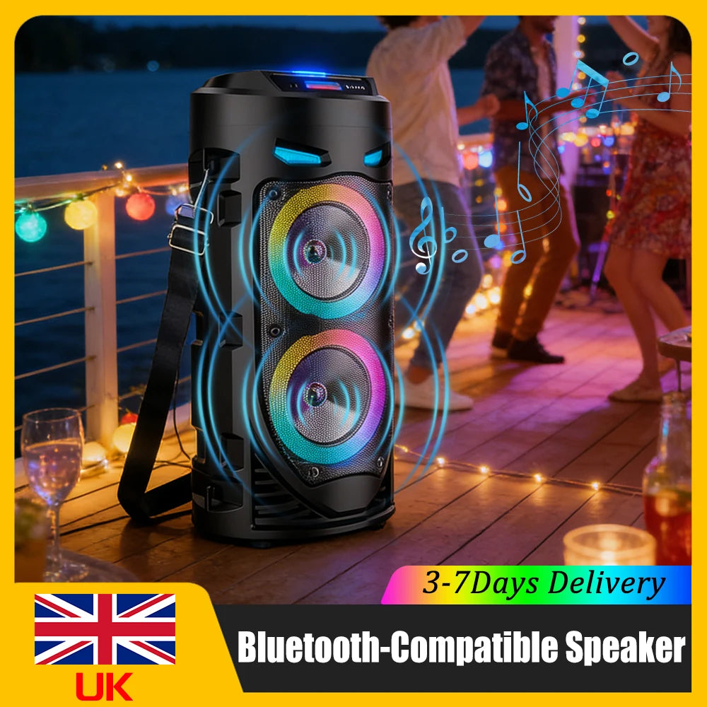 Bluetooth-Compatible Speaker Wireless Speaker Deep Bass Subwoofer Stereo Loudspeaker LED Lights For Outdoor Camping Party New ﻿